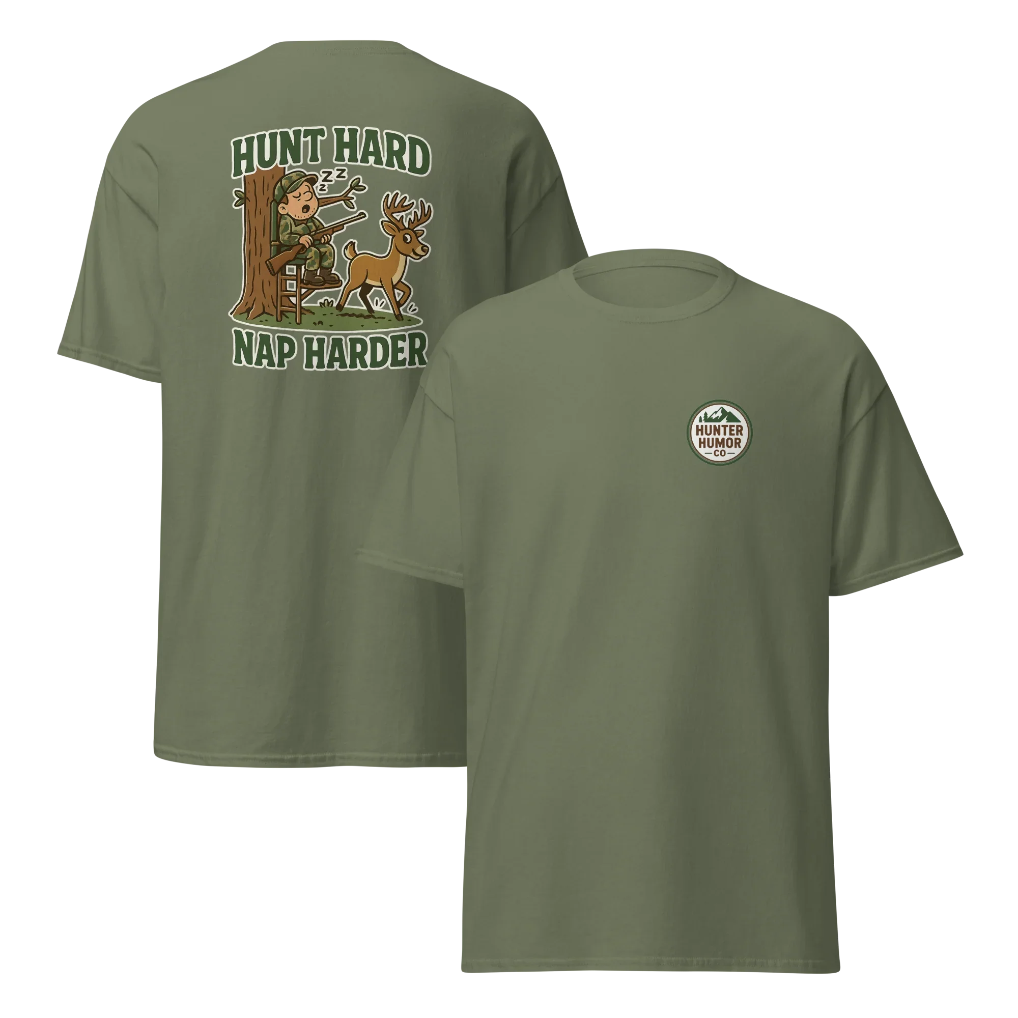 Hunter Humor Hunt Hard Nap Harder T-Shirt